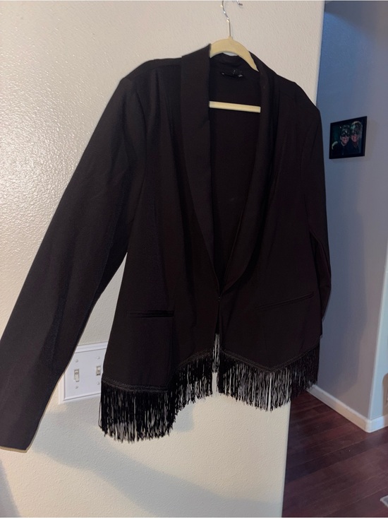 INC International Concepts Jackets & Blazers - INC International Concepts Holiday Fringe Blazer Black – Size 3X NWT